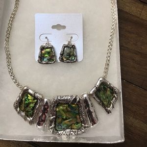 Silver necklace and earring set